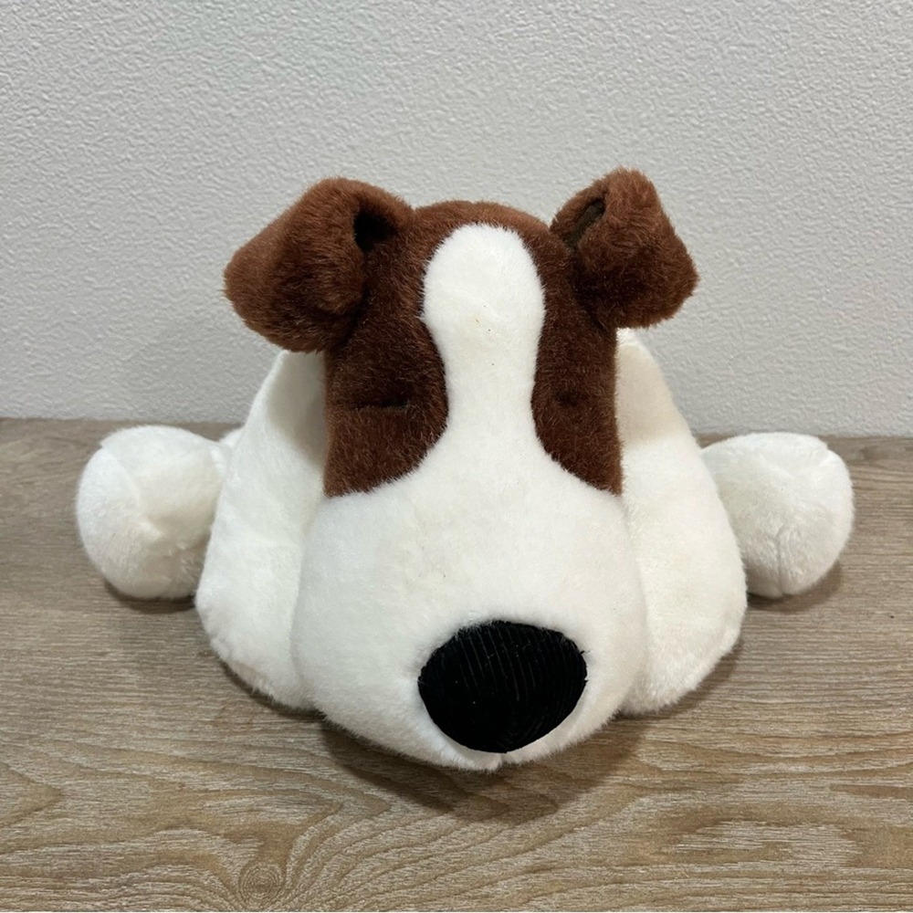 Russ Berrie Plush 14" Sleeping Hiccup Beagle Dog Stuffed White Brown Lovey